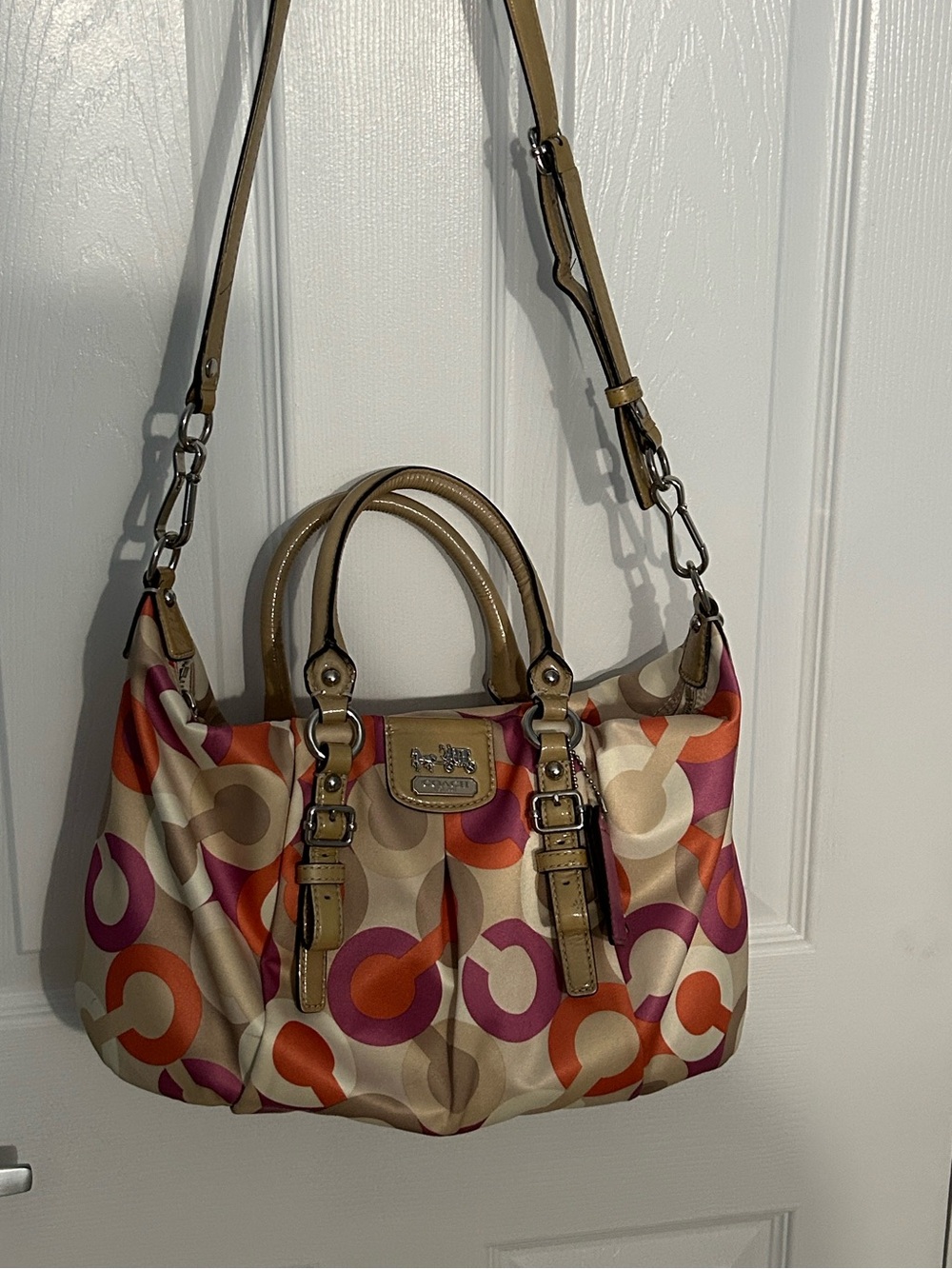 Coach 2012 Madison Op Art Multicolor C Print Satchel in Pink, Orange & Cream - Picture 11 of 11